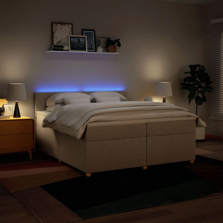 kontinentalseng med madras 200x200 cm stof cremefarvet