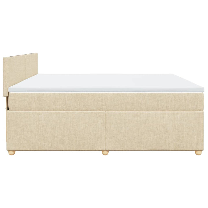 kontinentalseng med madras 200x200 cm stof cremefarvet