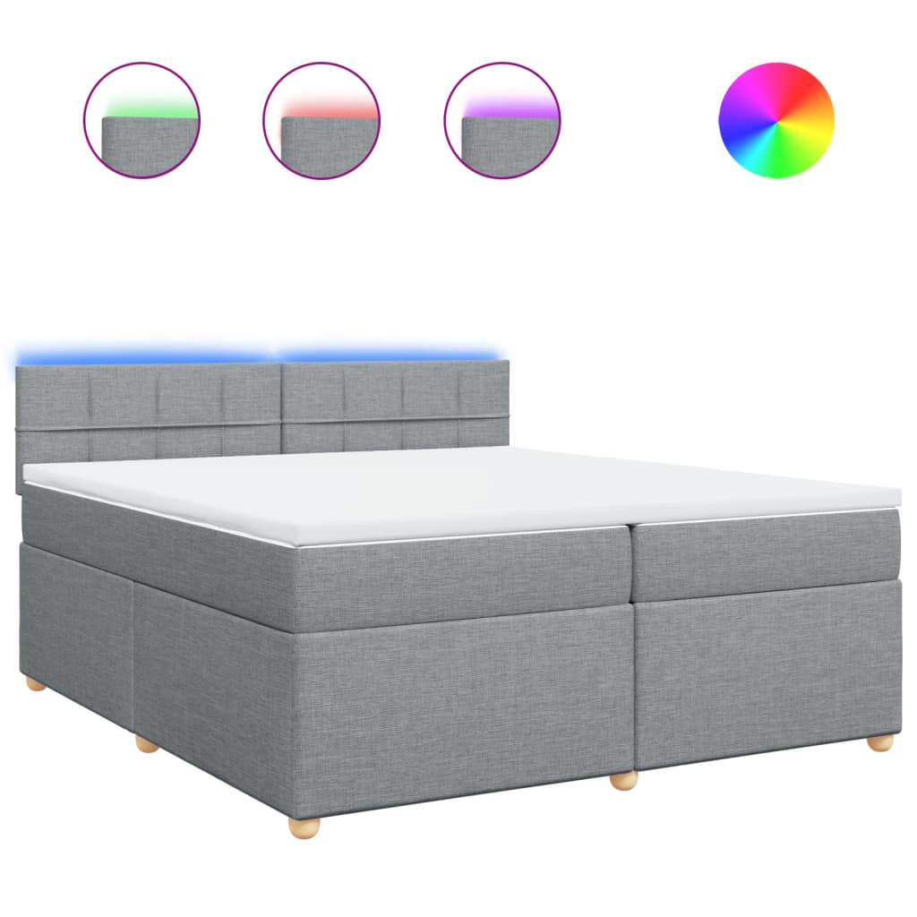 kontinentalseng med madras 200x200 cm stof lysegrå