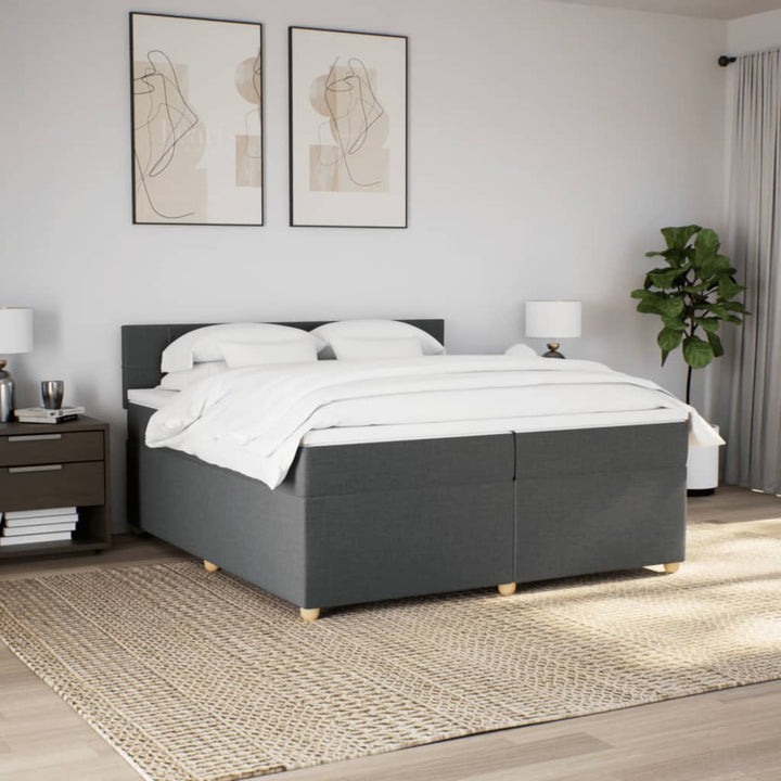 kontinentalseng med madras 200x200 cm stof mørkegrå