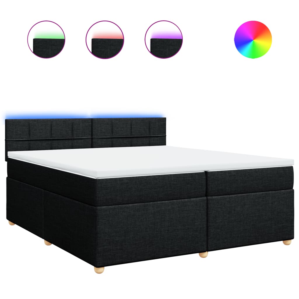 kontinentalseng med madras 200x200 cm stof sort