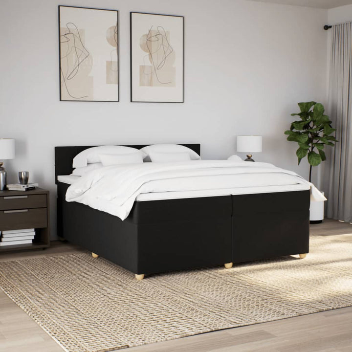kontinentalseng med madras 200x200 cm stof sort