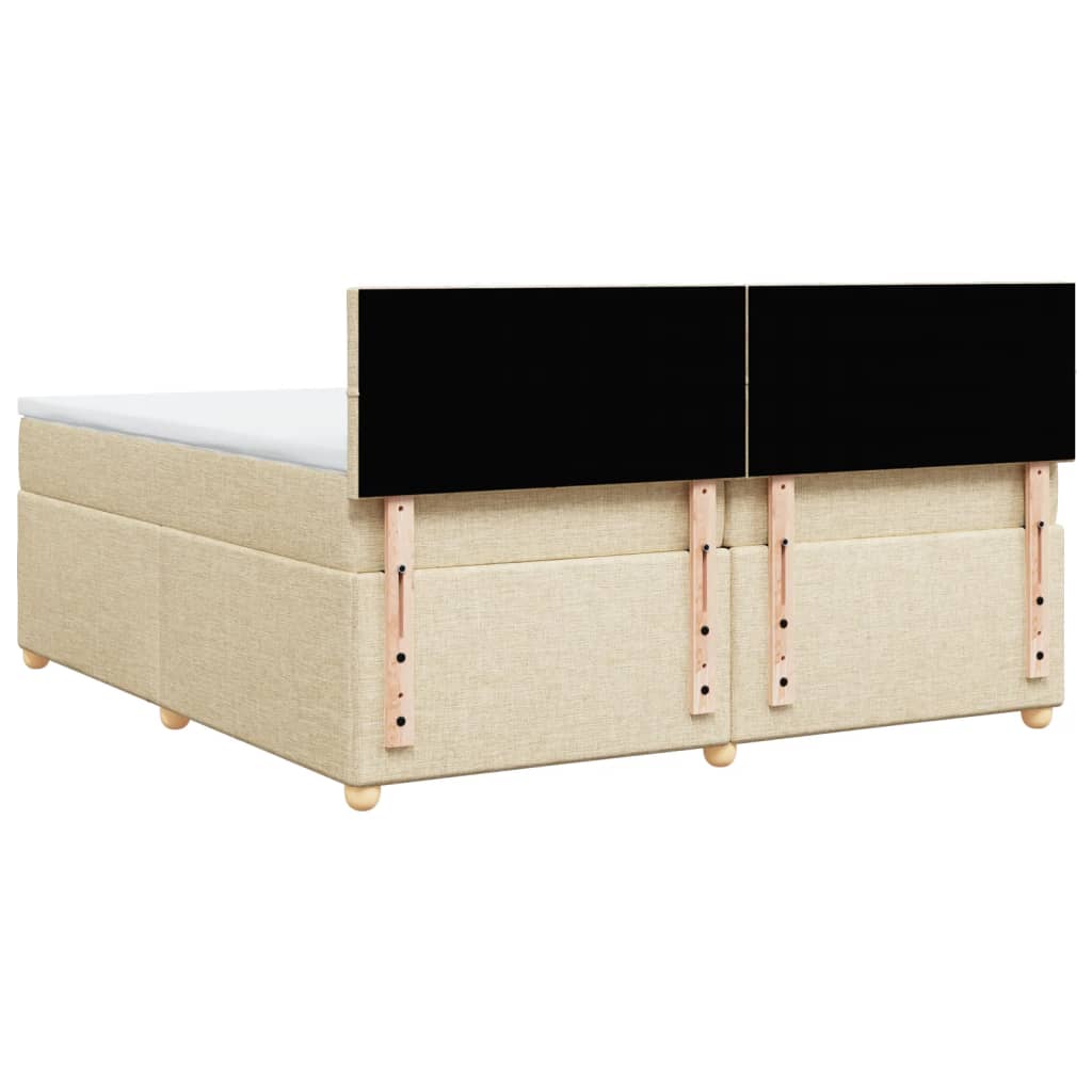 kontinentalseng med madras 200x200 cm stof cremefarvet