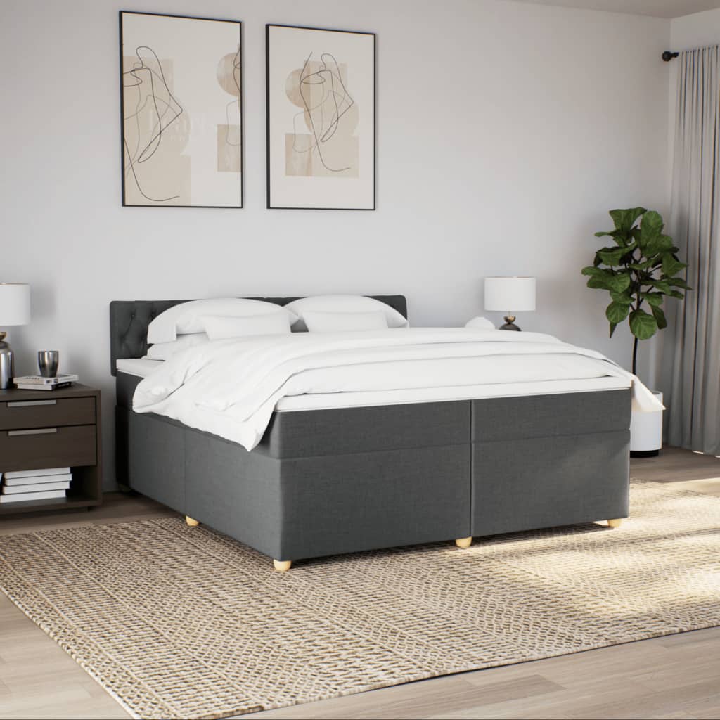 kontinentalseng med madras 200x200 cm stof mørkegrå