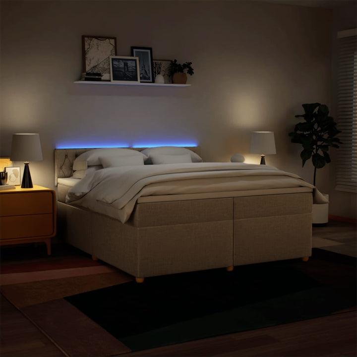 kontinentalseng med madras 200x200 cm stof cremefarvet