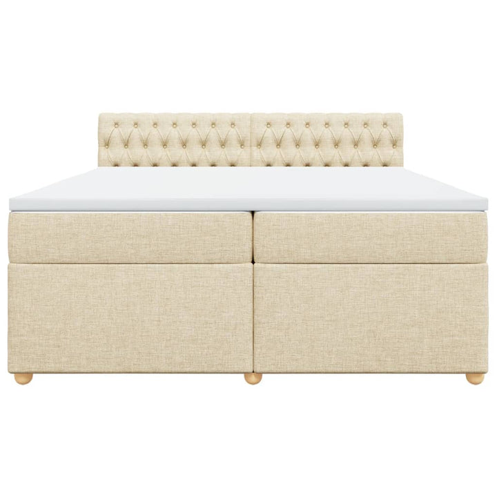 kontinentalseng med madras 200x200 cm stof cremefarvet