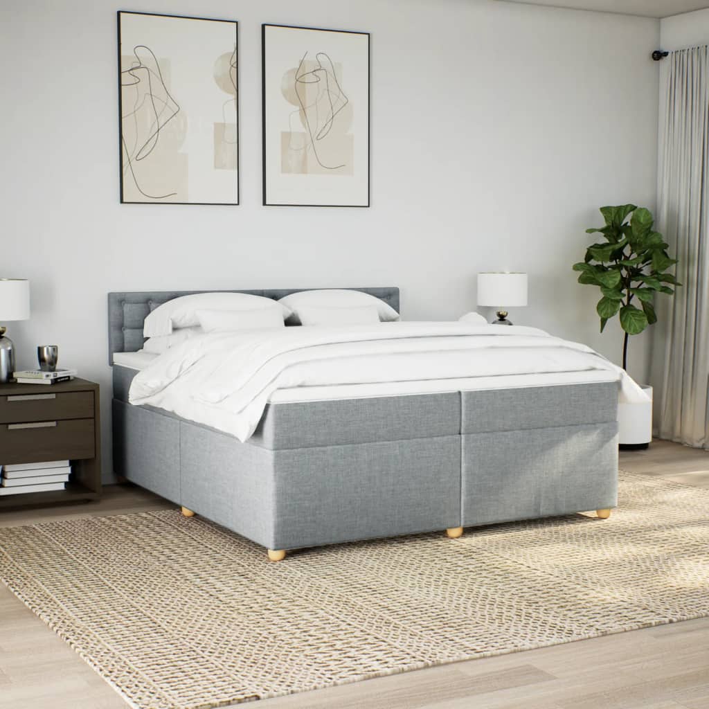 kontinentalseng med madras 200x200 cm stof lysegrå