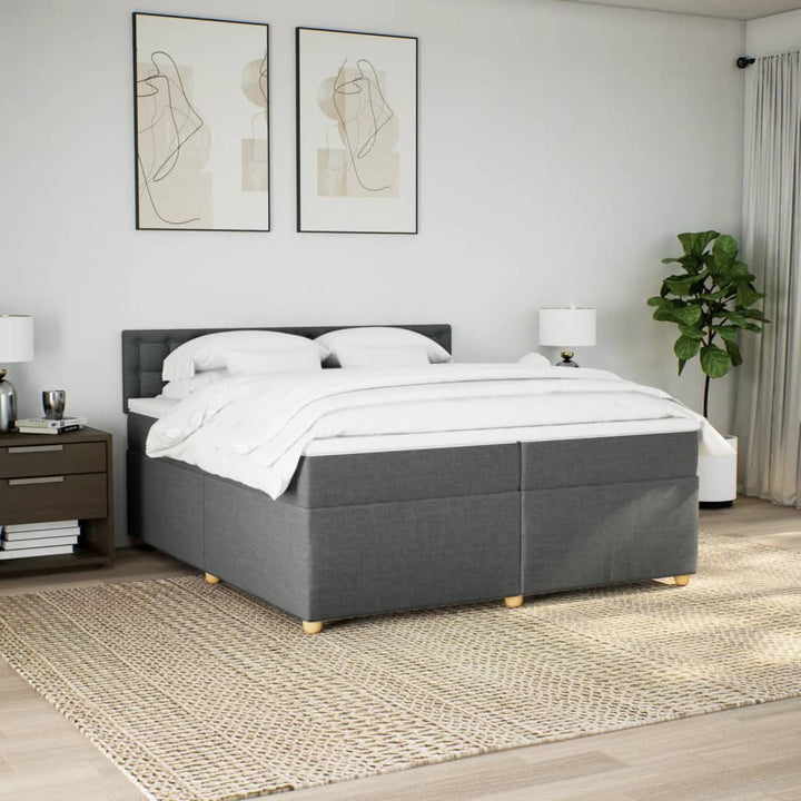 kontinentalseng med madras 200x200 cm stof mørkegrå