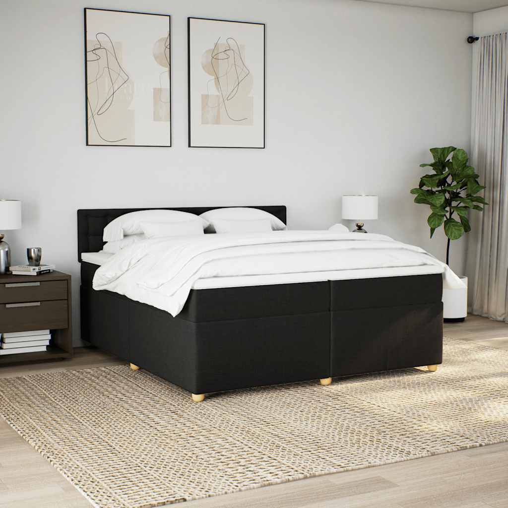 kontinentalseng med madras 200x200 cm stof sort