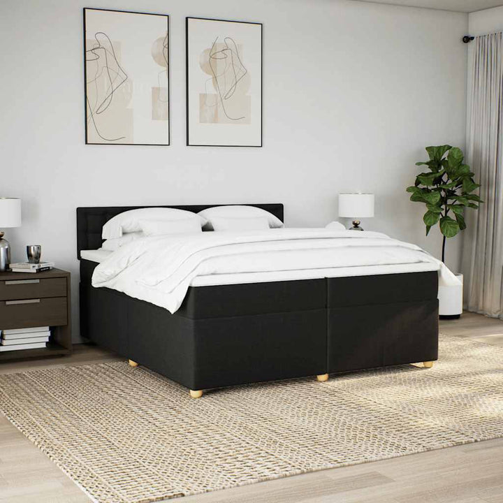 kontinentalseng med madras 200x200 cm stof sort
