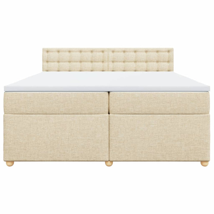 kontinentalseng med madras 200x200 cm stof cremefarvet