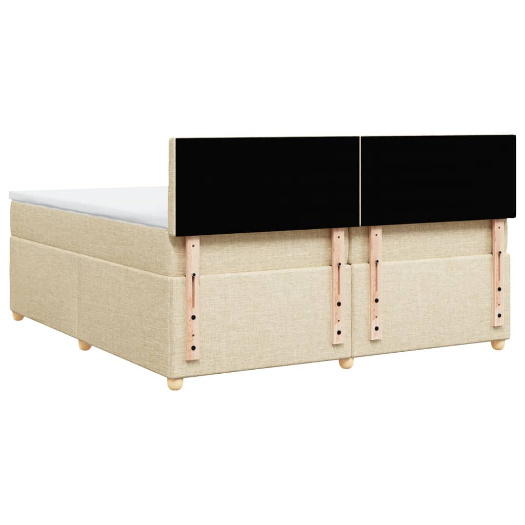 kontinentalseng med madras 200x200 cm stof cremefarvet
