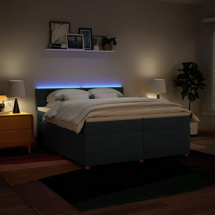 kontinentalseng med madras 200x200 cm stof blå