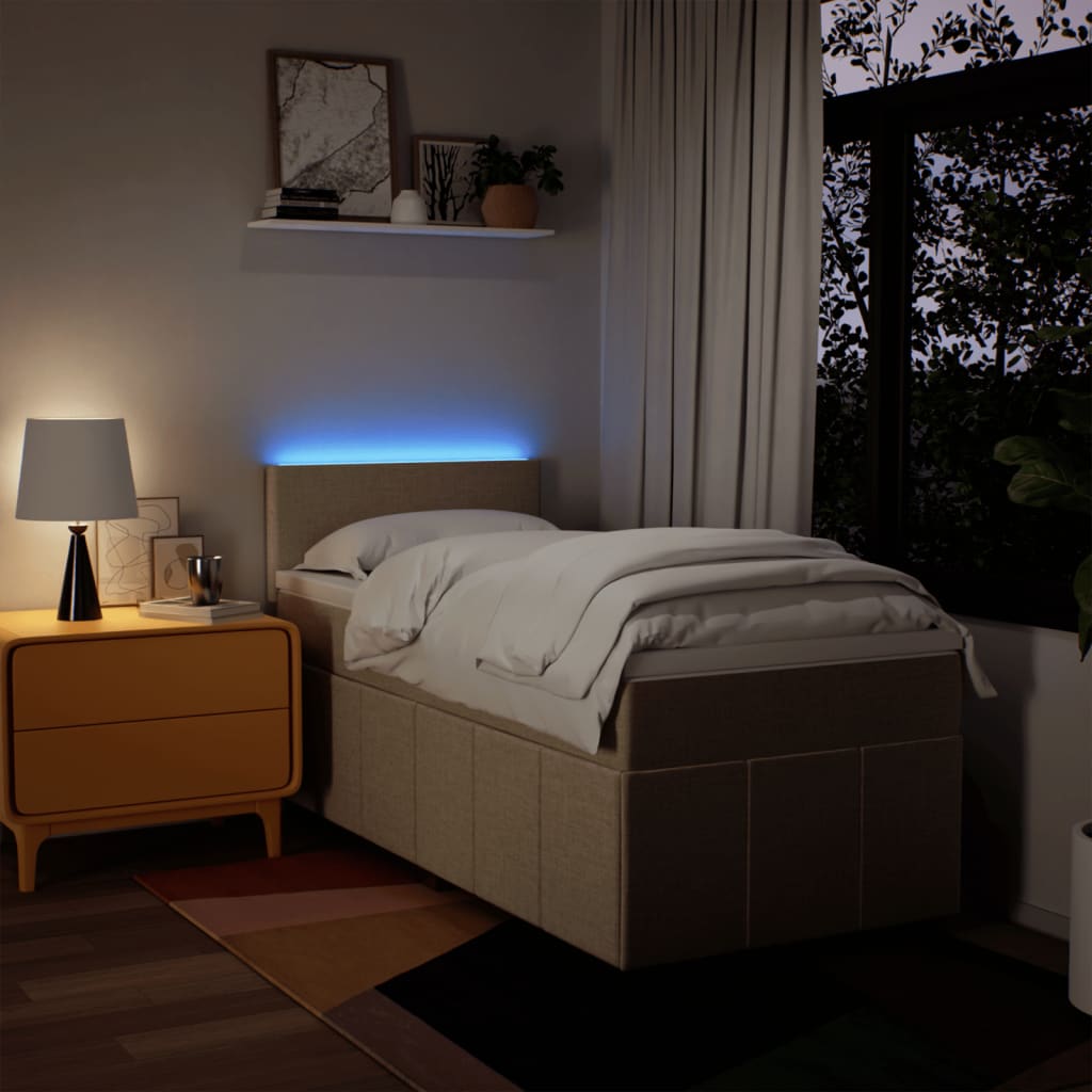 kontinentalseng med madras 80x200 cm stof cremefarvet