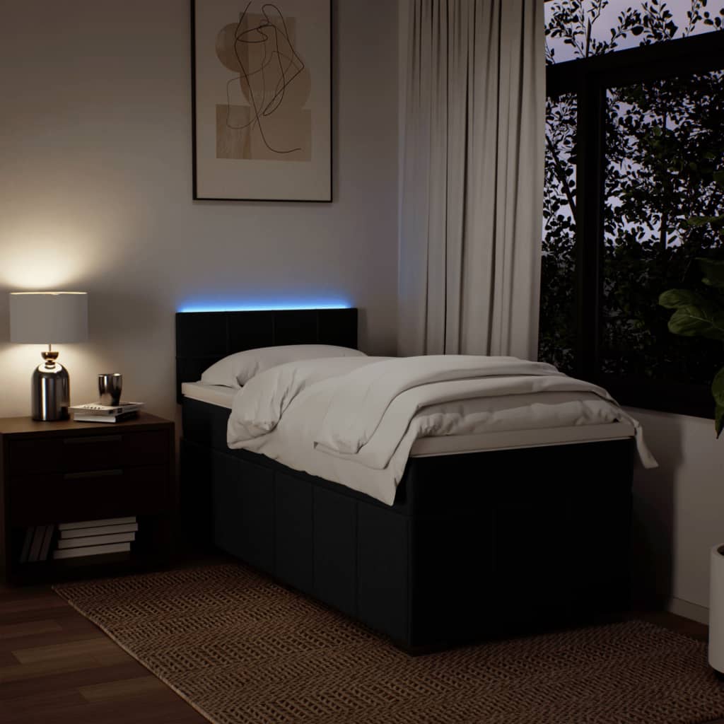 kontinentalseng med madras 80x200 cm stof sort