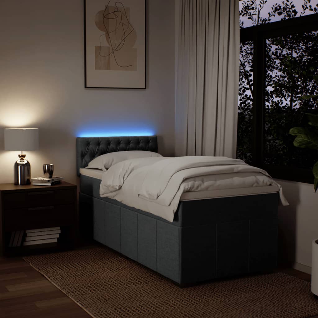 kontinentalseng med madras 80x200 cm stof mørkegrå