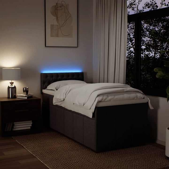 kontinentalseng med madras 80x200 cm stof mørkebrun