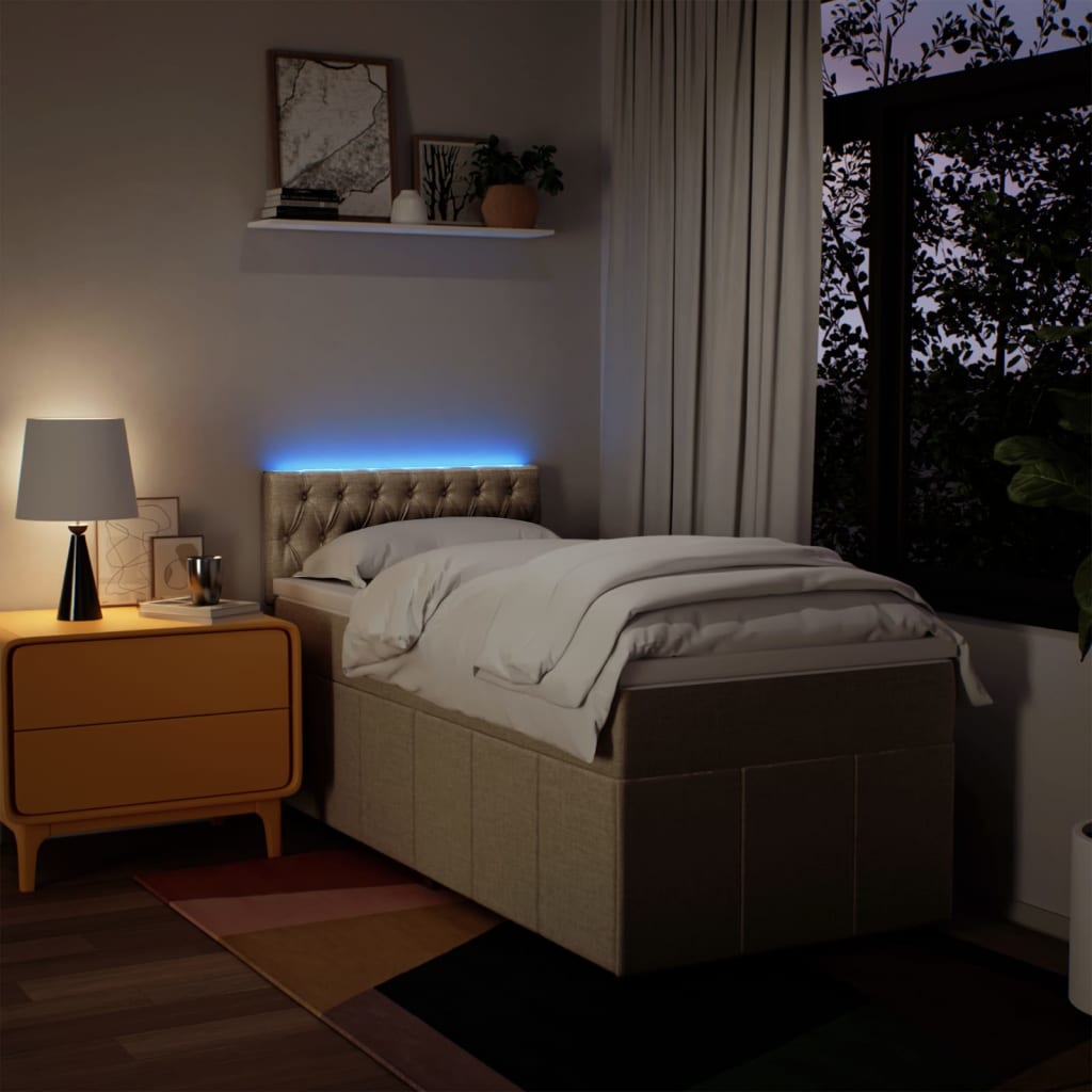 kontinentalseng med madras 80x200 cm stof cremefarvet