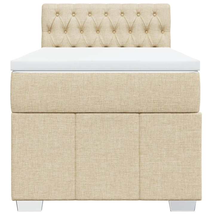 kontinentalseng med madras 80x200 cm stof cremefarvet