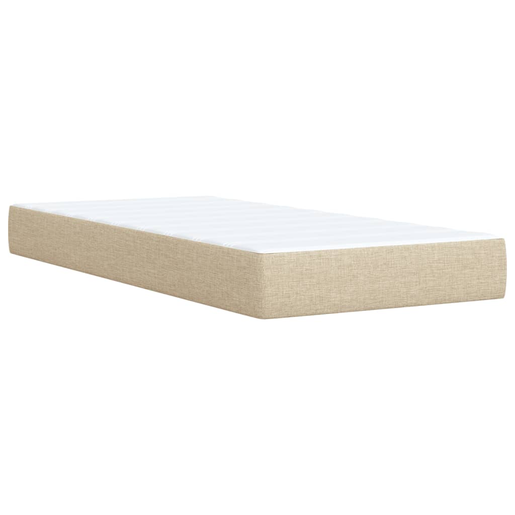 kontinentalseng med madras 90x190 cm stof cremefarvet