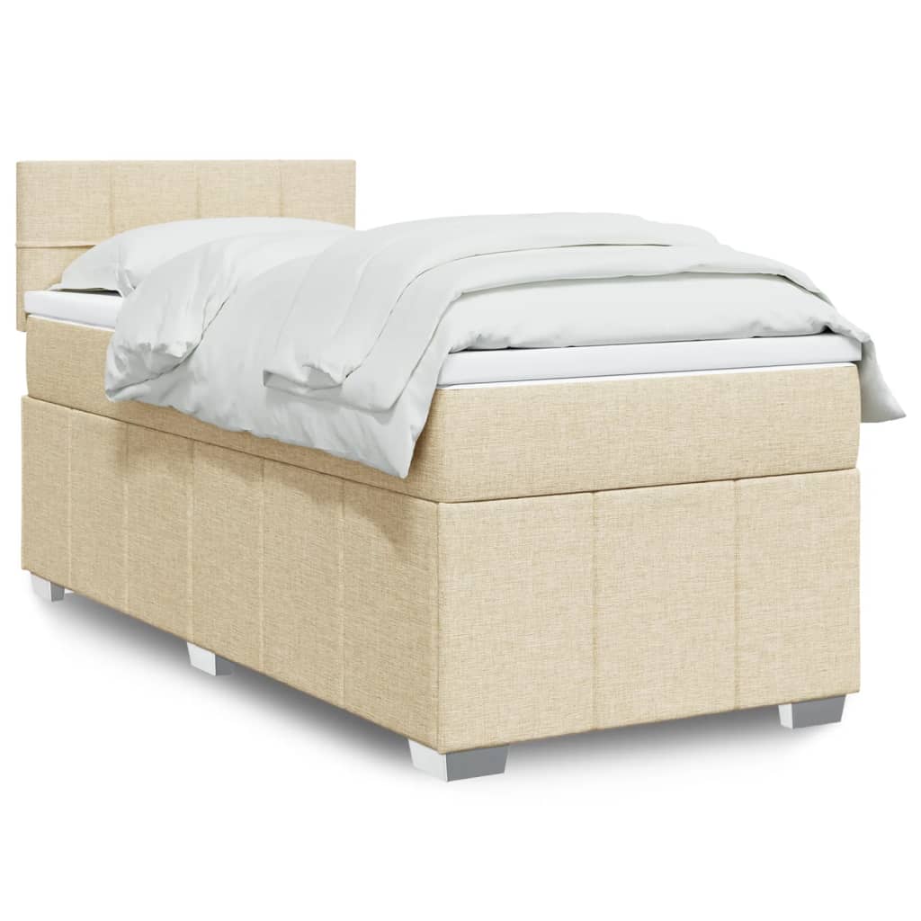 kontinentalseng med madras 90x190 cm stof cremefarvet