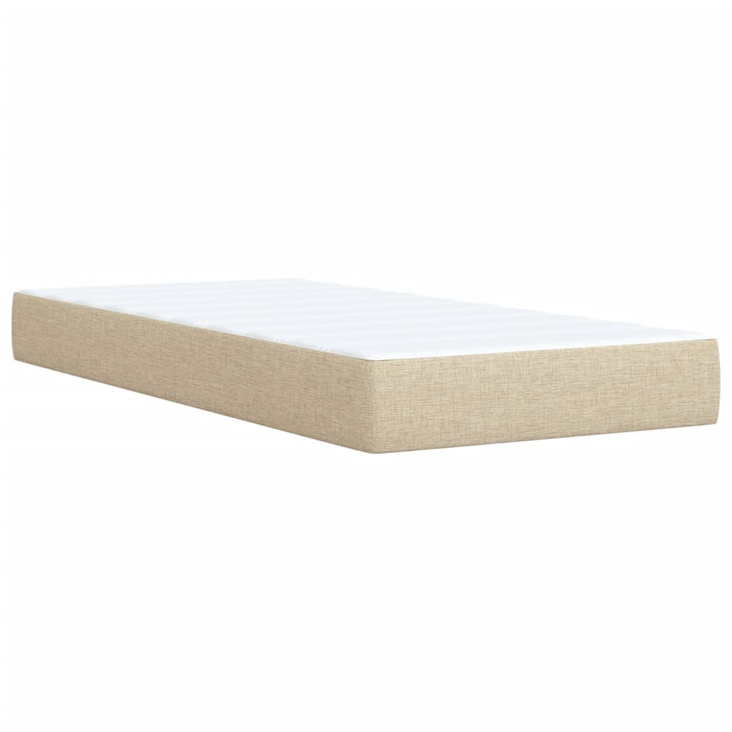 kontinentalseng med madras 90x190 cm stof cremefarvet