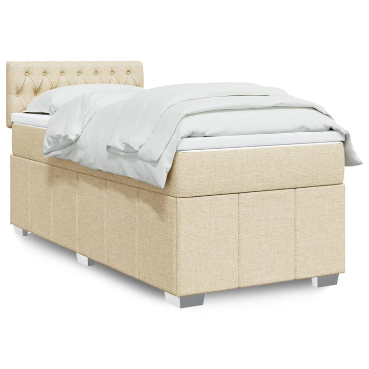kontinentalseng med madras 90x190 cm stof cremefarvet