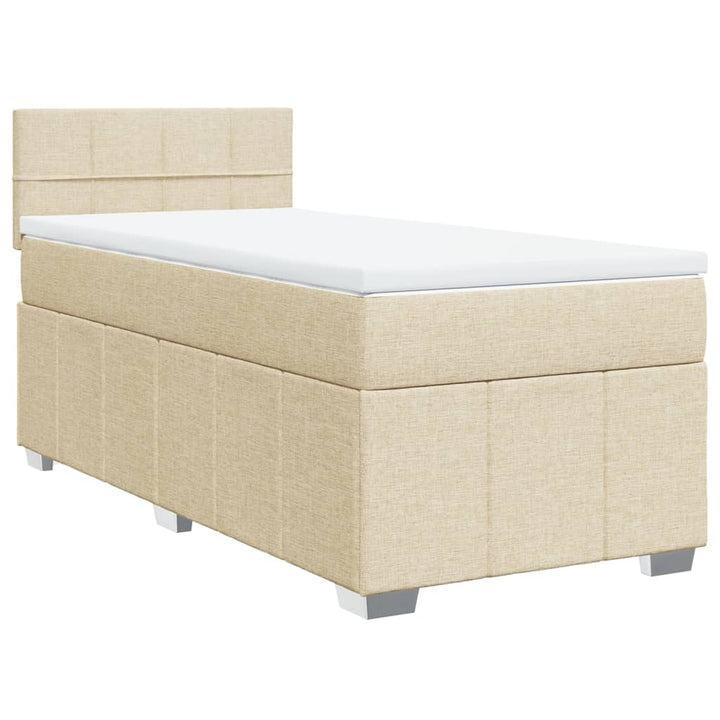 kontinentalseng med madras 90x200 cm stof cremefarvet