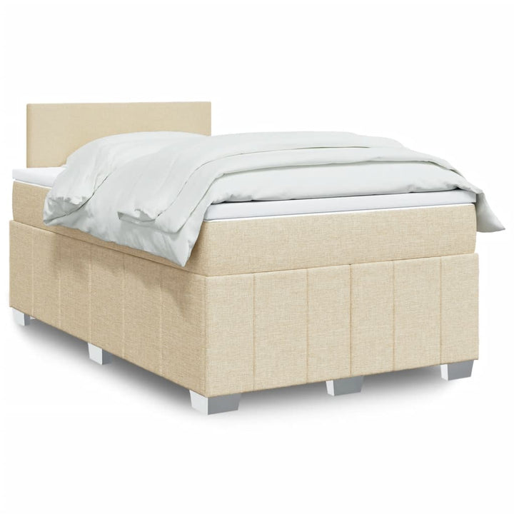 kontinentalseng med madras 120x190 cm stof cremefarvet