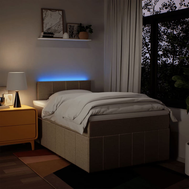 kontinentalseng med madras 120x190 cm stof cremefarvet