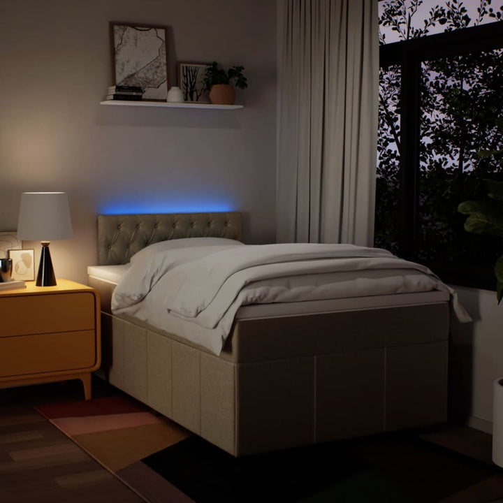 kontinentalseng med madras 120x190 cm stof cremefarvet