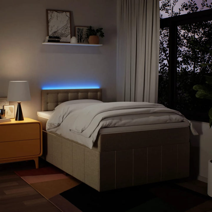 kontinentalseng med madras 120x190 cm stof cremefarvet
