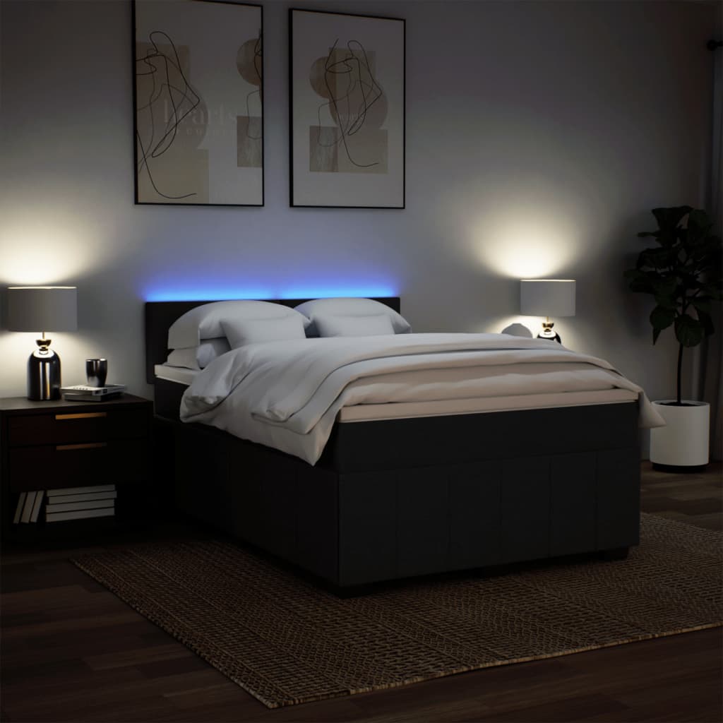 kontinentalseng med madras 140x190 cm stof sort