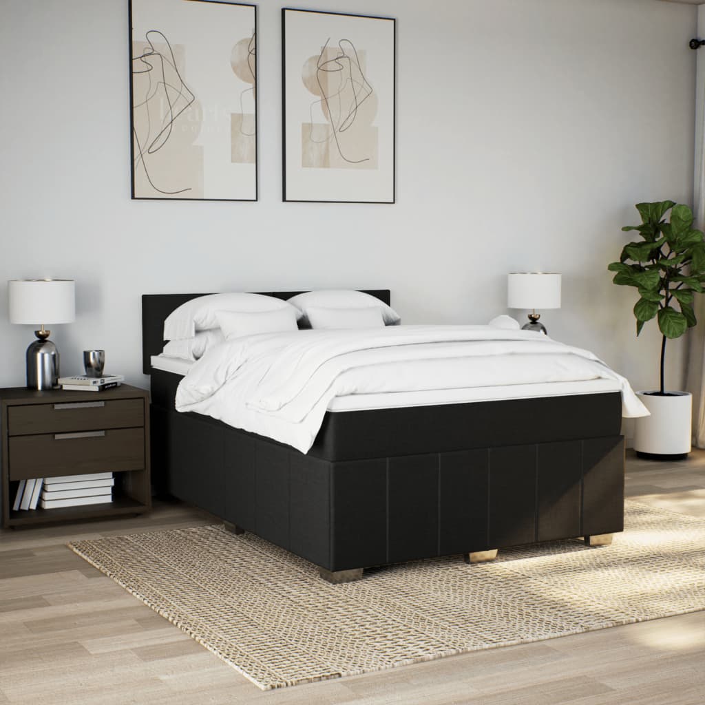 kontinentalseng med madras 140x190 cm stof sort