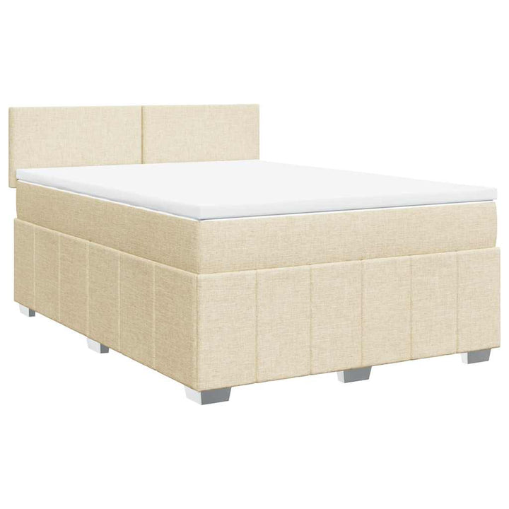 kontinentalseng med madras 140x190 cm stof cremefarvet