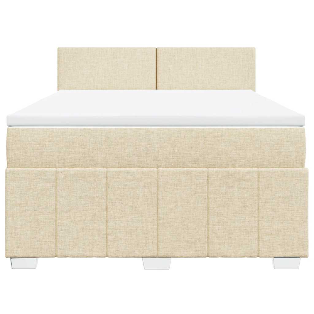 kontinentalseng med madras 140x190 cm stof cremefarvet