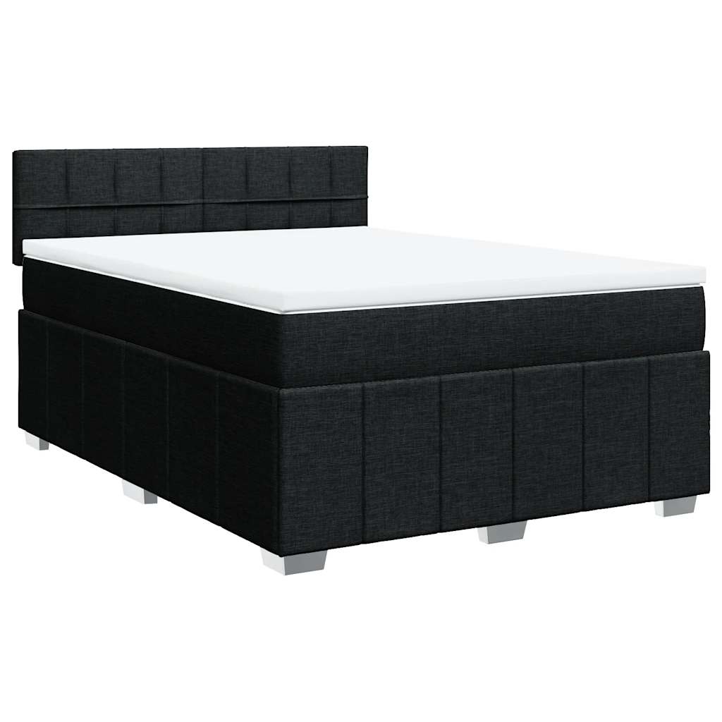 kontinentalseng med madras 140x190 cm stof sort