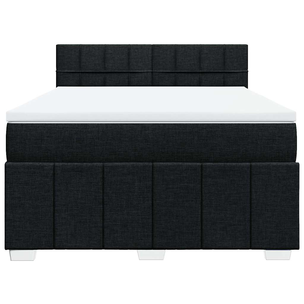 kontinentalseng med madras 140x190 cm stof sort