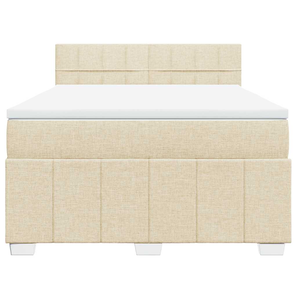 kontinentalseng med madras 140x190 cm stof cremefarvet
