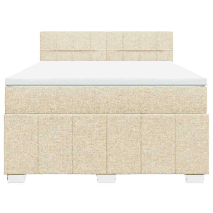 kontinentalseng med madras 140x190 cm stof cremefarvet