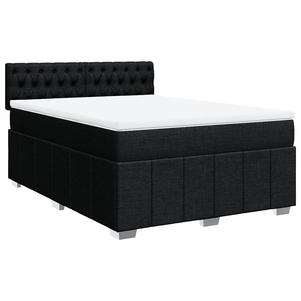 kontinentalseng med madras 140x190 cm stof sort