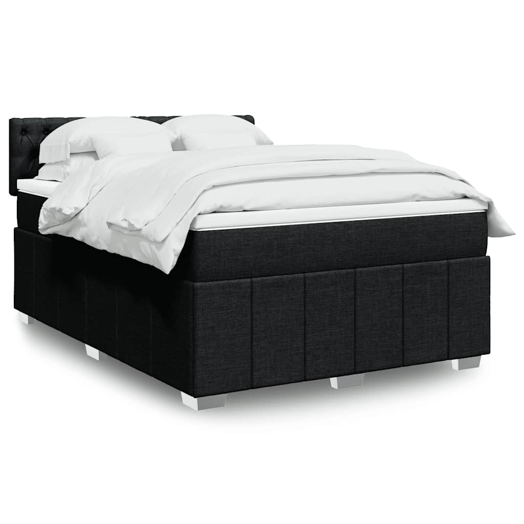 kontinentalseng med madras 140x190 cm stof sort