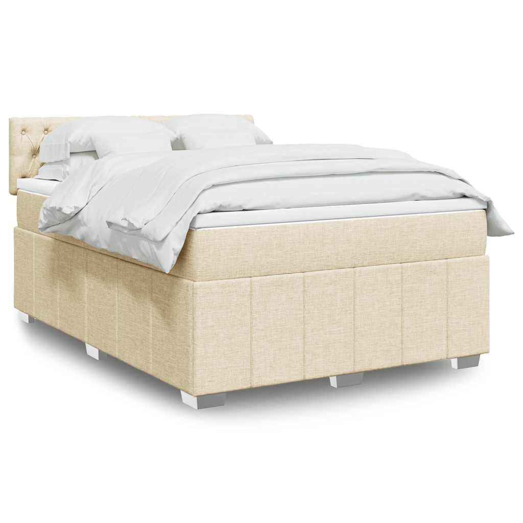 kontinentalseng med madras 140x190 cm stof cremefarvet