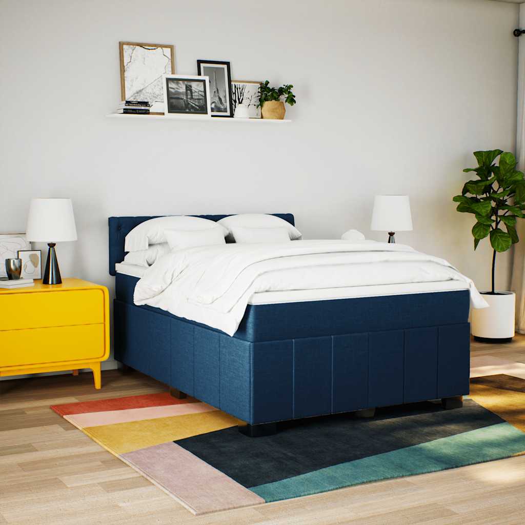 kontinentalseng med madras 140x190 cm stof blå