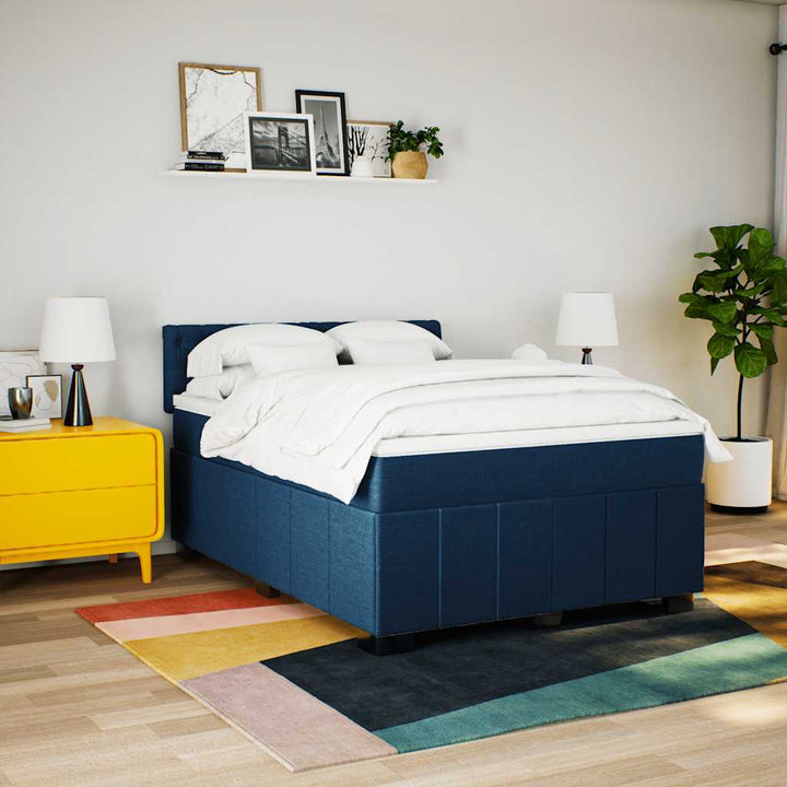 kontinentalseng med madras 140x190 cm stof blå