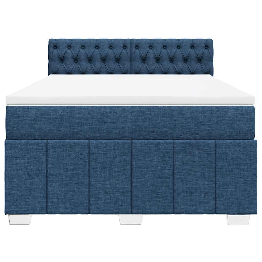 kontinentalseng med madras 140x190 cm stof blå