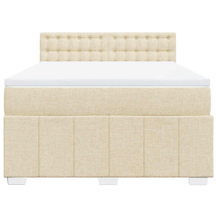 kontinentalseng med madras 140x190 cm stof cremefarvet