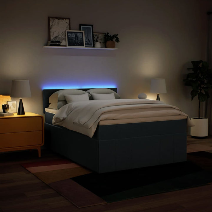 kontinentalseng med madras 140x200 cm stof blå