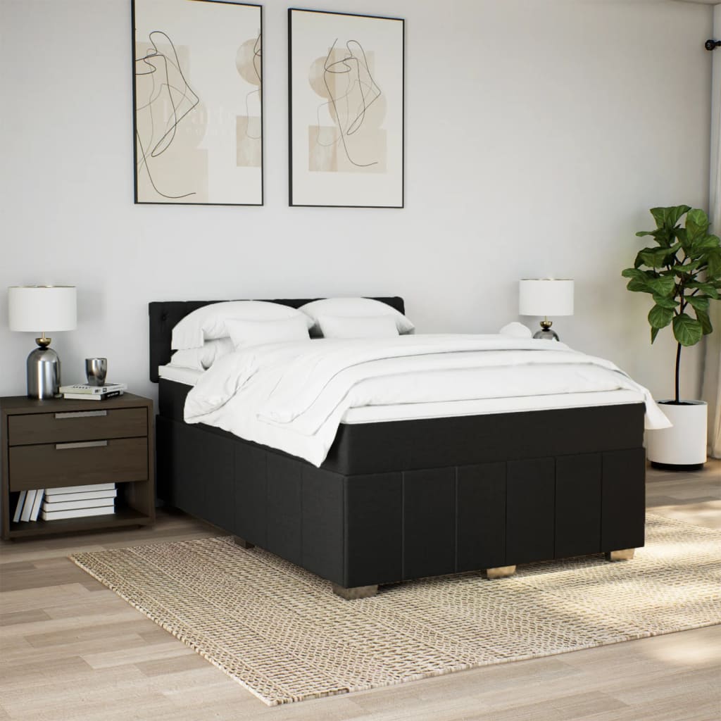 kontinentalseng med madras 140x200 cm stof sort