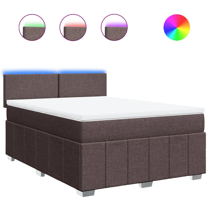 kontinentalseng med madras 160x200 cm stof mørkebrun